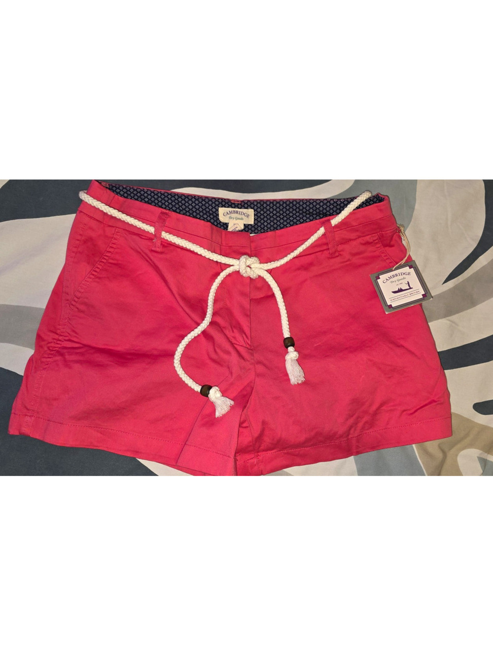 Cambridge Dry Goods Women's Pink Chino Shorts Size 12 Pockets Tassel